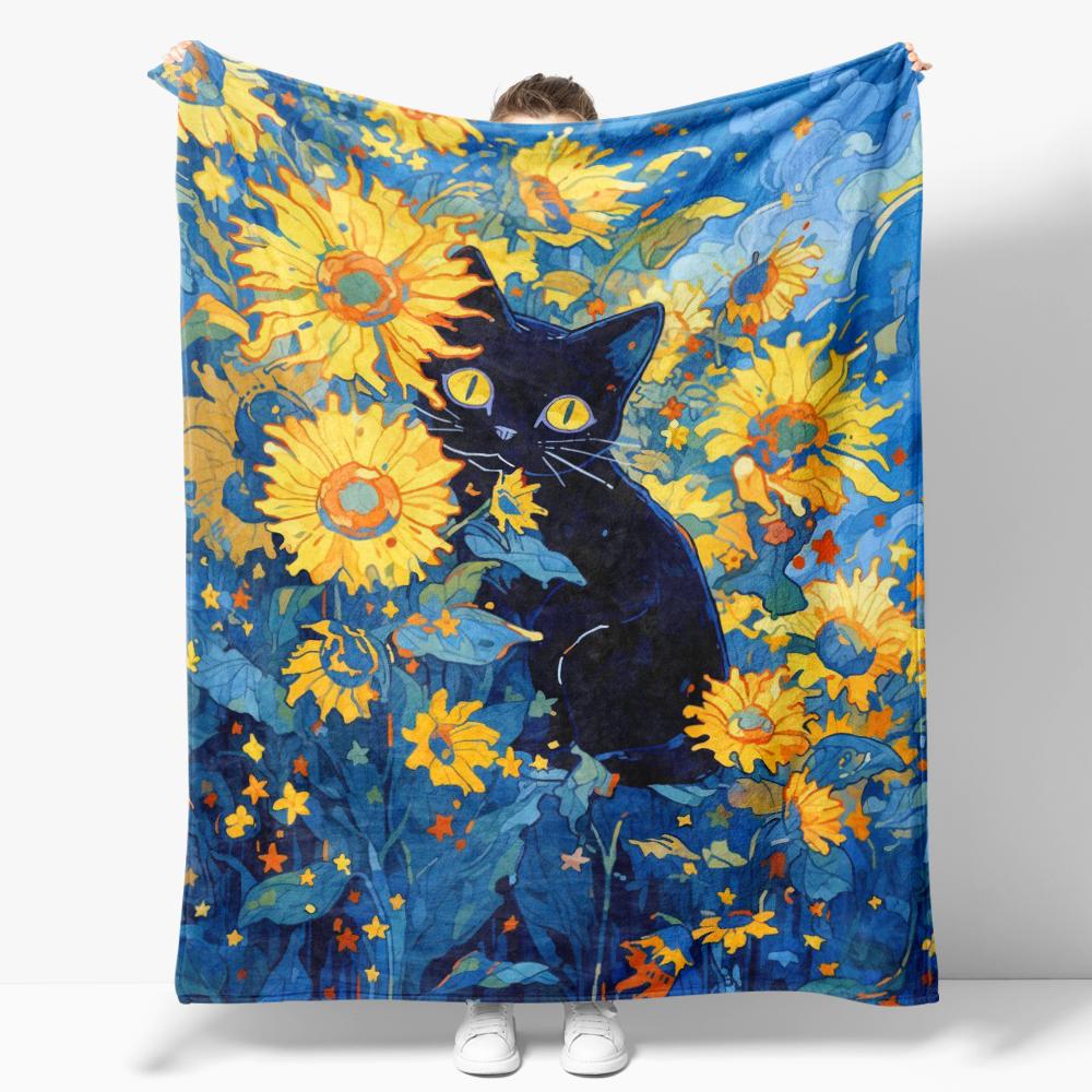 The Starry Night Throw Blanket Art Oil Painting Style Soft Cozy Blankets Soft Warm Flannel Blanket for Bed Room Home Sofa