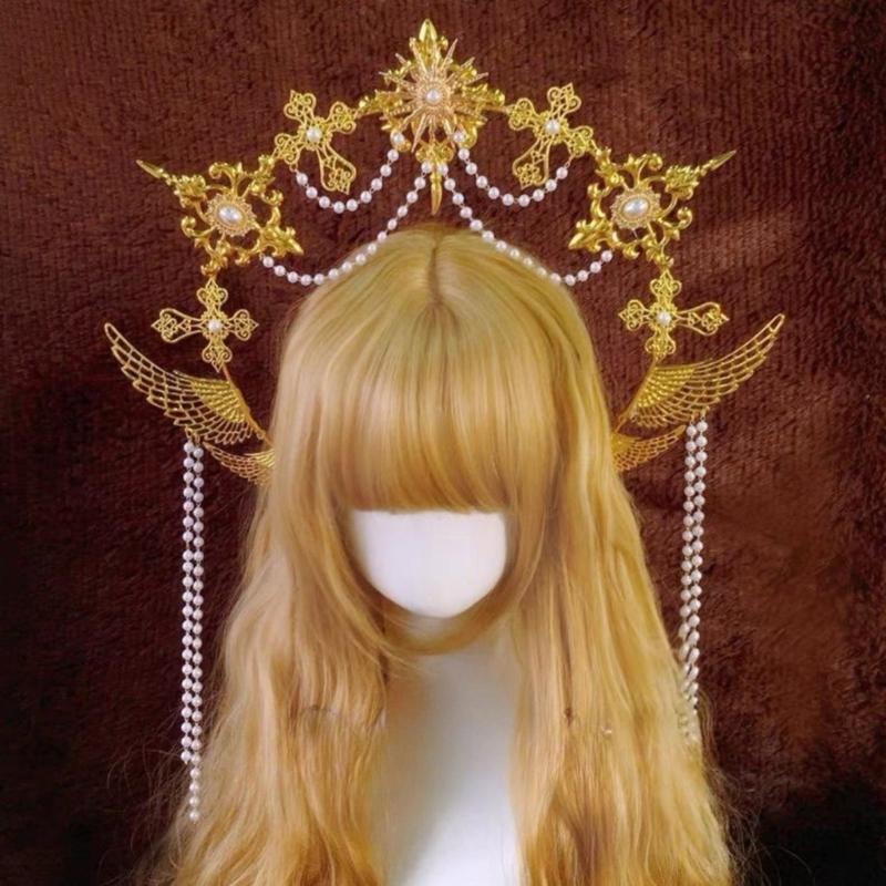 Angel Halos Crowns Marys Goddesses Headband Golden Tiaras Lolitas Crowns Wedding Cosplay Halloween Headdress Headpiece