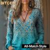 Bluse e Camicie Casual da Donna a Manica Lunga con Scollo a V