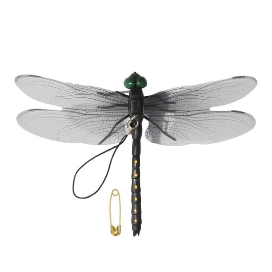 Realistic Artificial Dragonfly Outdoor Insect Deterrent Garden Decoration Dragonfly Pin with Hanging Strap for Outdoor Flower Pots Camping Hat