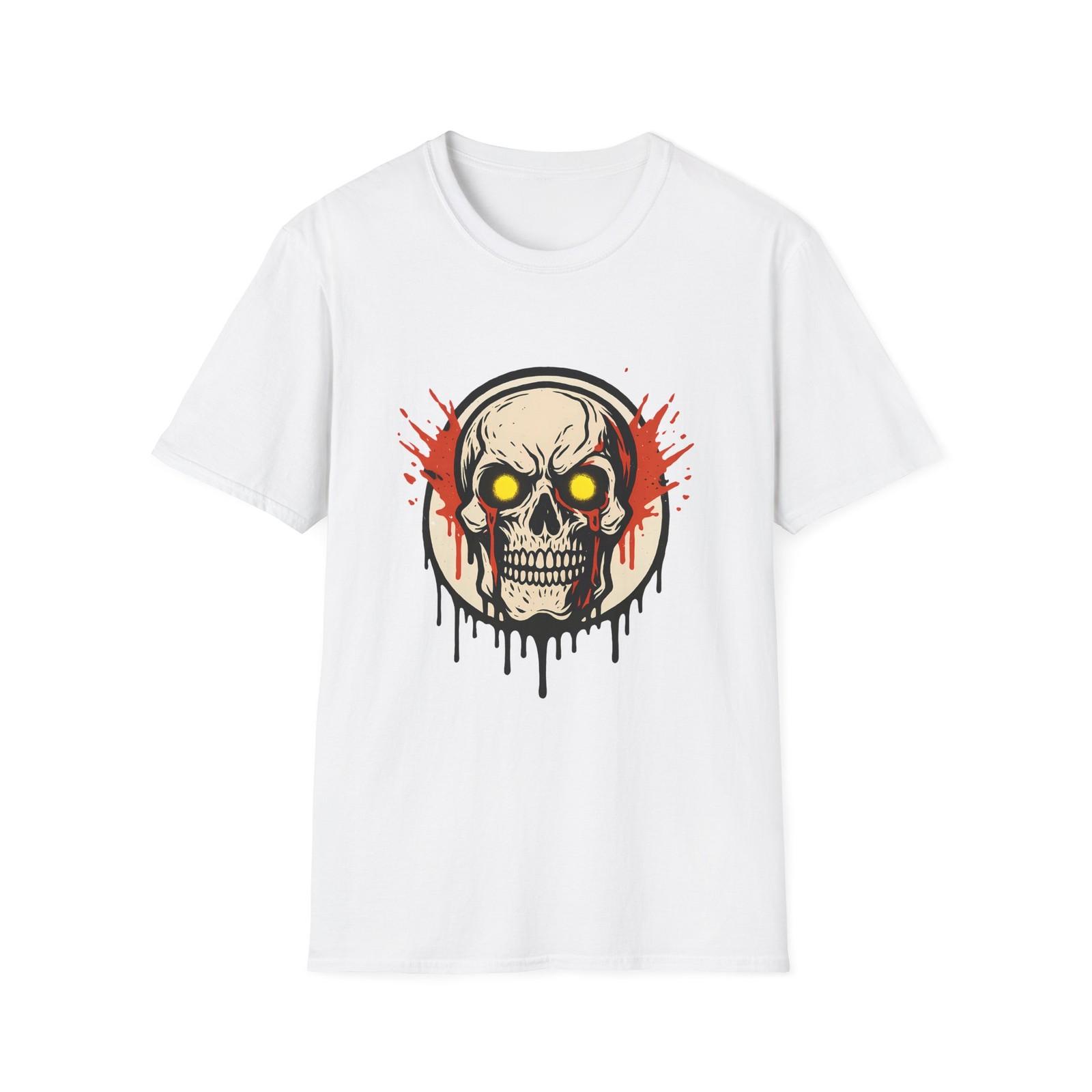 Unisex Softstyle T-Shirt Skull Horror Gothic Blood Slime Glowing Eyes Dark Art S
