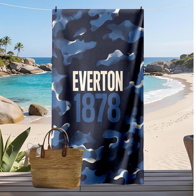 Everton Football Print Beach Towel, Large Soft Quick Dry Towel for Beach Camping Swimming