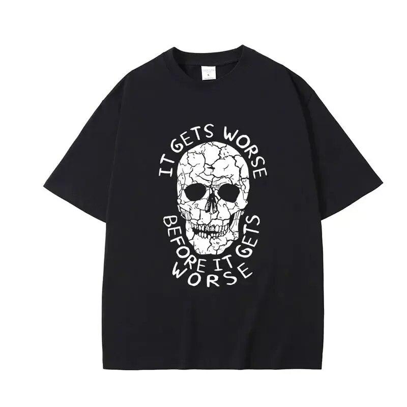 Bojím se mluvit s ženami Trička Hard Skeleton Meme Unisex Ženy Potisk Tričko Bavlněné tričko Oversized Tričko s krátkým rukávem