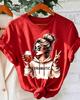 DRAMATIC 1pc Women' S Fashion Print Round Neck Short Sleeve T Shirt Casual and Comfortable for Daily Wear Trendy Print Combine