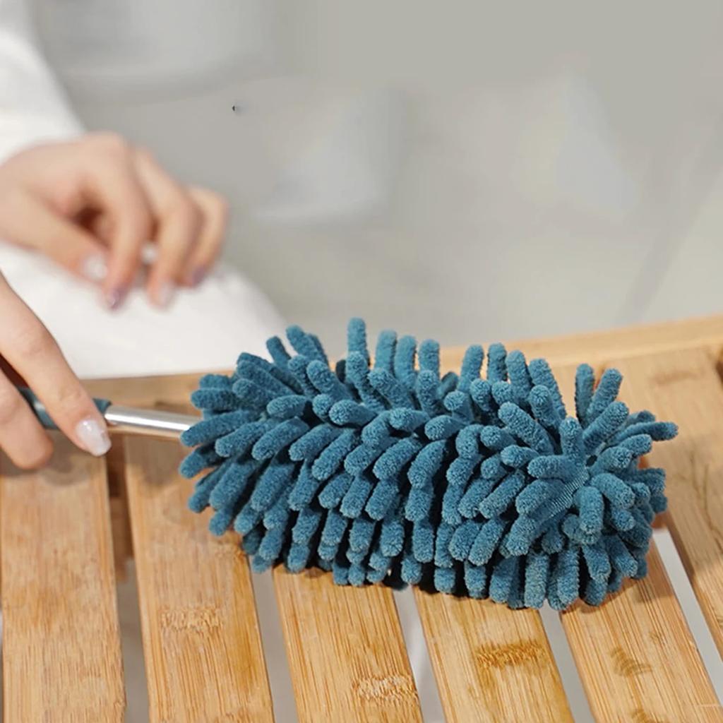 1pc Telescoping Microfiber Duster with Stainless Steel Extension Pole Cleaner Household Dust Clean Remover for Ceiling Fan Lamps