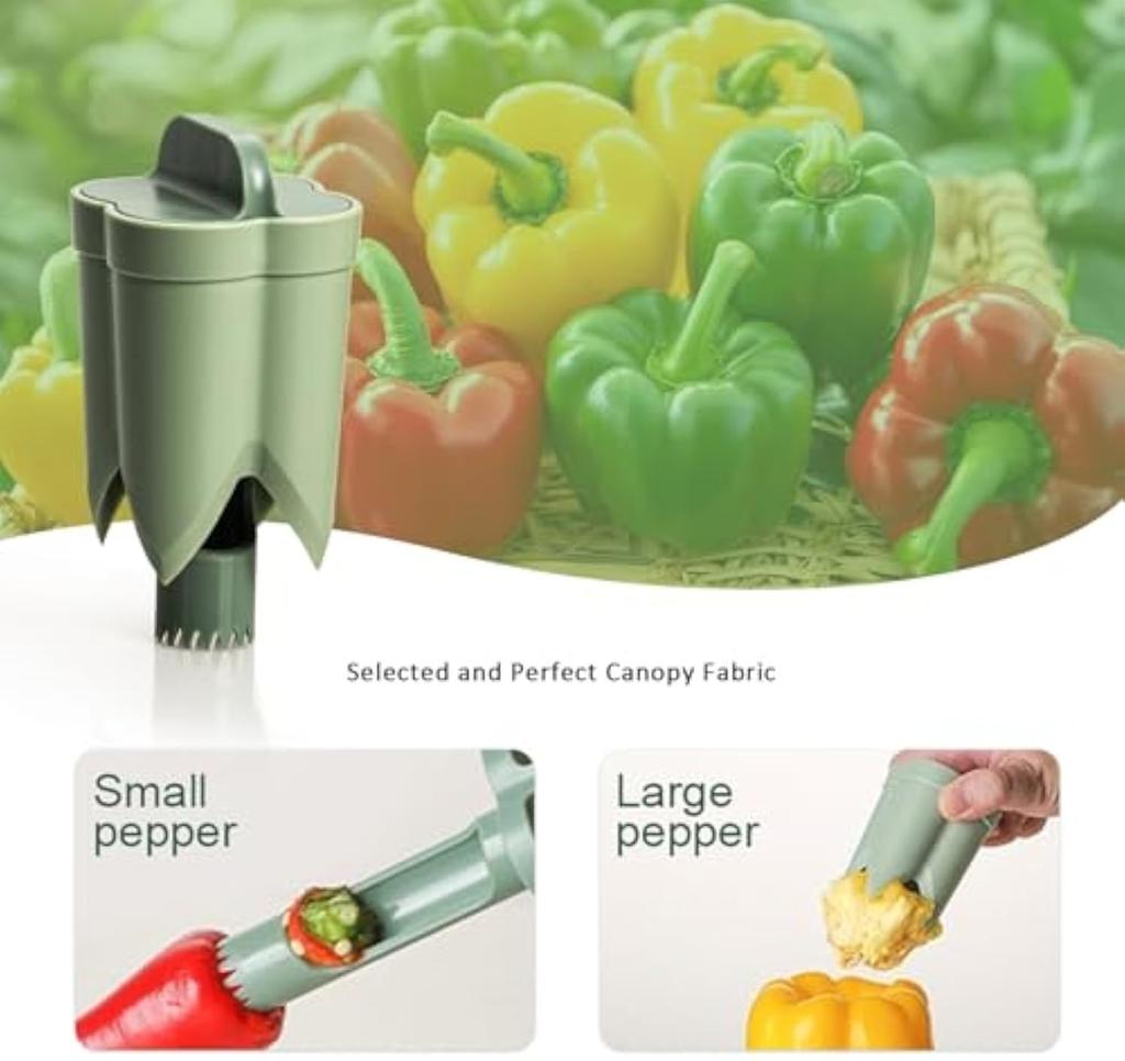 2025 Upgraded Pepper Seed Corer Remover, 2-In-1 Bell Pepper Cutter & Deseeder for Effortless,Fruit Pepper Corer