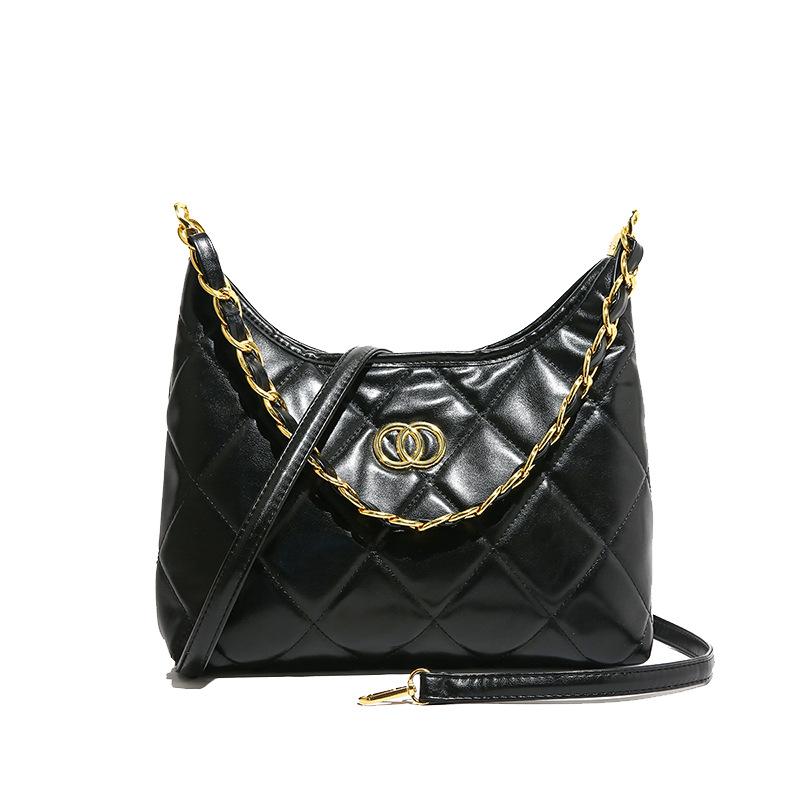 

Rhombus embroidery thread fashion messenger women s bag personality simple temperament shoulder underarm bag niche design chain hand bag one size fits all чёрный