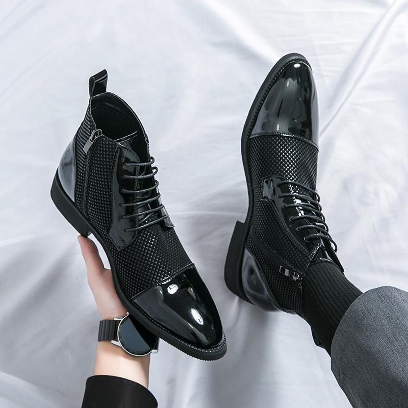 Pánské kotníkové boty Vzor kohoutí stopy Ležérní Retro Pánské boty Wingtip Společenské Tuxedo Svatební boty