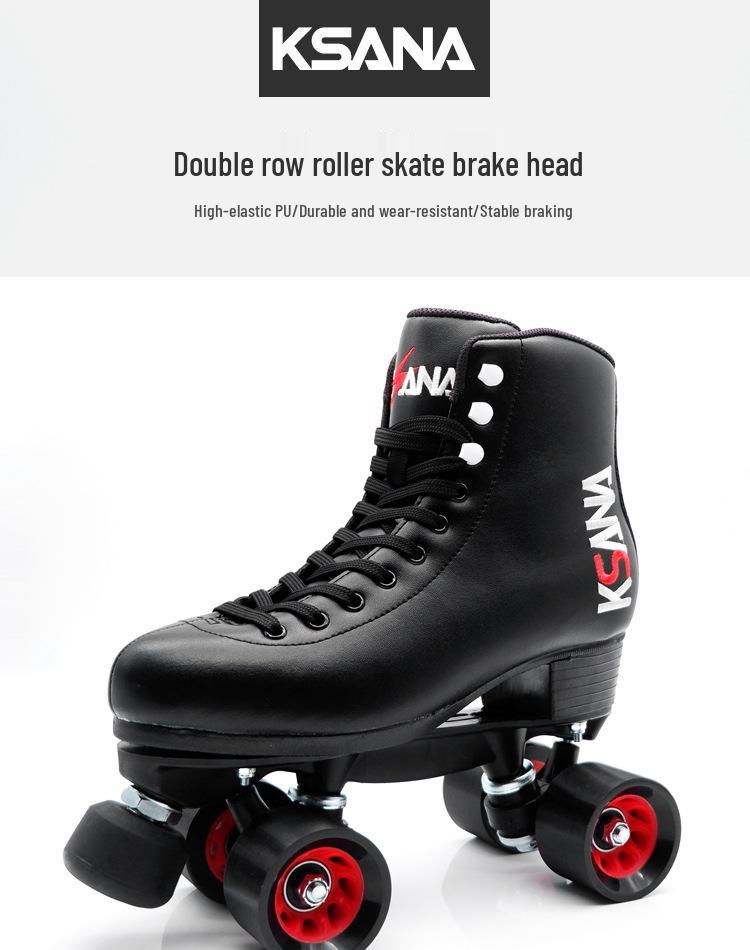 Adjustable Double Row Roller Skates with Wear-Resistant Rubber Brake