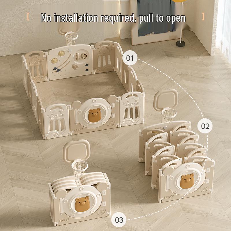 Compact Foldable Baby Playpen & Safety Fence with Integrated Crawling Mat for Indoor Use