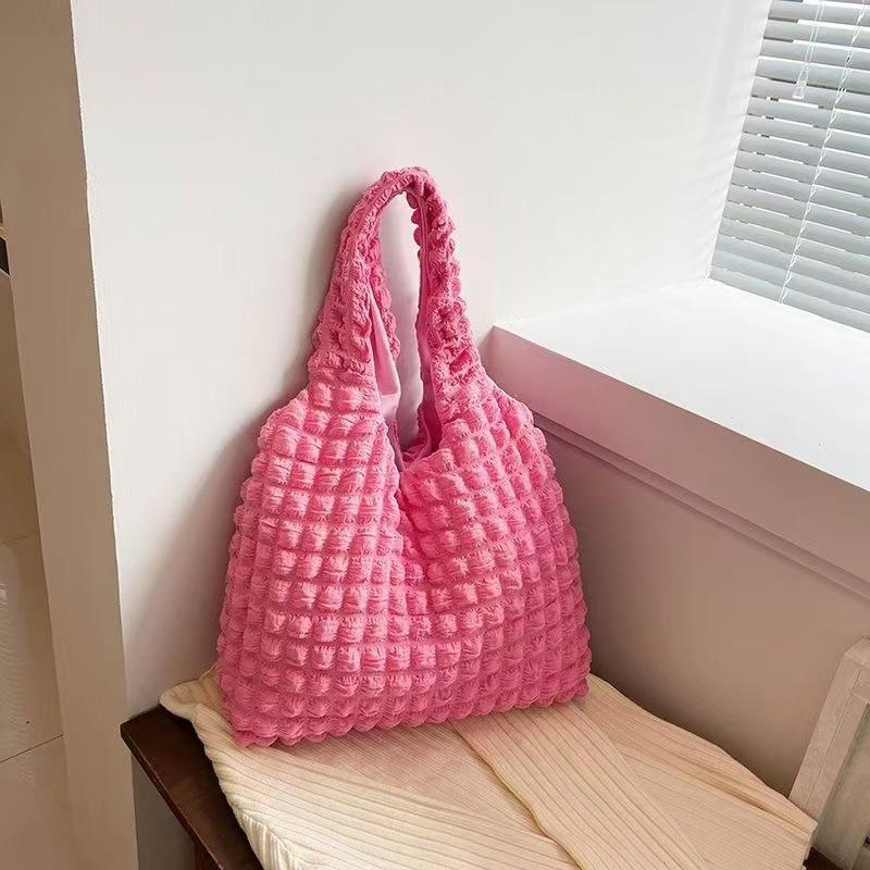 Folded Bubble Puff Bag Girl Shoulder Hand Carry Work Bento Bag Tide Large Capacity Cloud Underarm Tote Bag