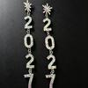 2027 Shiny Full Crystal Inlay Rhinestone Dangle Earrings Sparkly Cute Fashion Jewelry for Teen Girls School Daily Wear