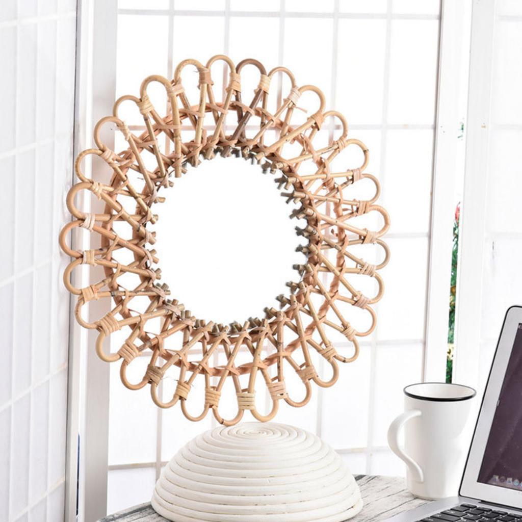 Bymaocar Severský design Barva dřeva Vinná réva Domácí Vrba Zrcadlo Nástěnné Přírodní materiál Pro koupelnu s hřebíkem nezanechávajícím stopy