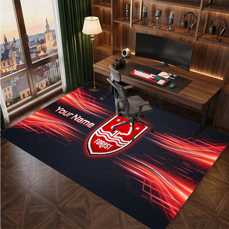Nottingham Forest Benutzerdefinierter Kristall-Samt-Teppich, Personalisierter Namens-Textdruck, Fußball-Logo Weiche Rutschfeste Fußmatte Heimdekoration Geschenk