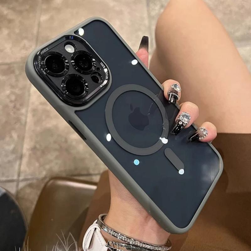 Luxury For Magsafe Wireless Charge Magnetic Case For iPhone 15 Pro Max 14 13 12 Transparent Camera Protection Shockproof Cover
