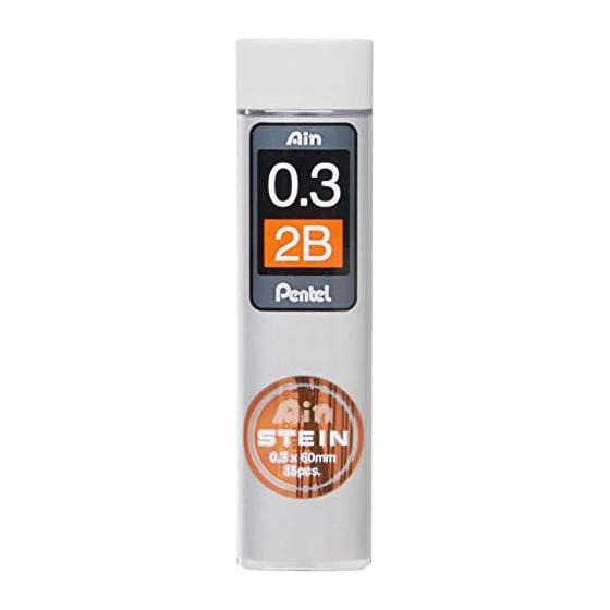 Pentel Ain STEIN Pencil Lead C273-2B 0.3mm 2B for Illustration, Line Variation, Enhanced Silica Frame Strength
