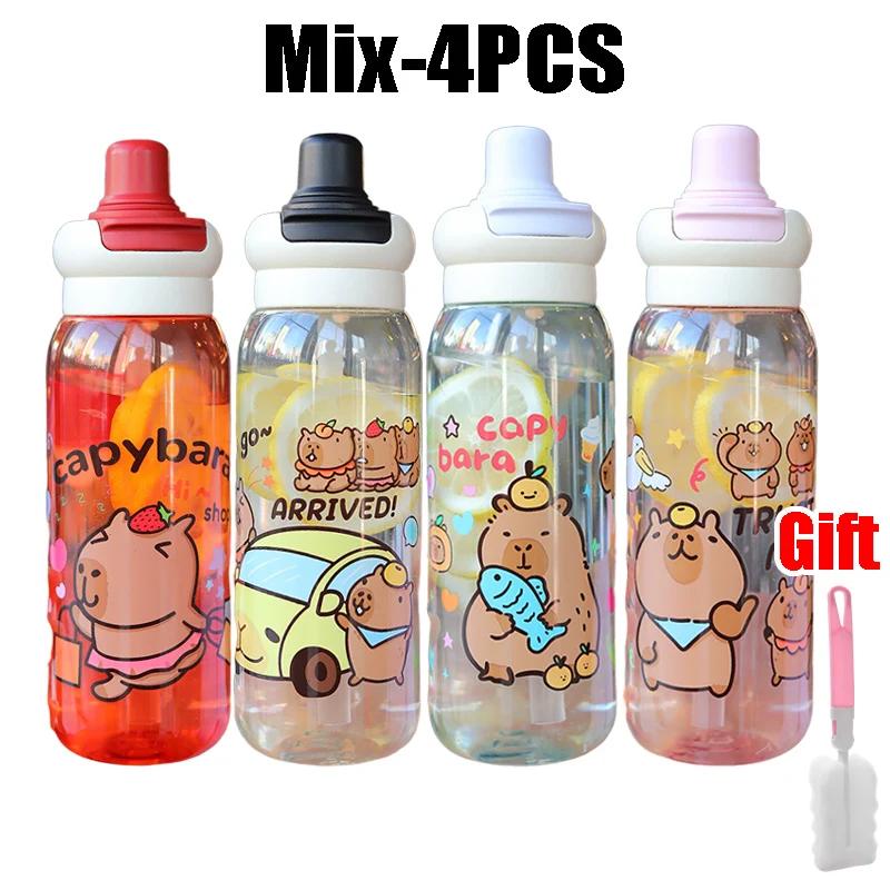 750ml Capybara Cartoon Portable Large-capacity Water Bottle Sports Straw Cups Student Plastic Water Cups Water Bottle