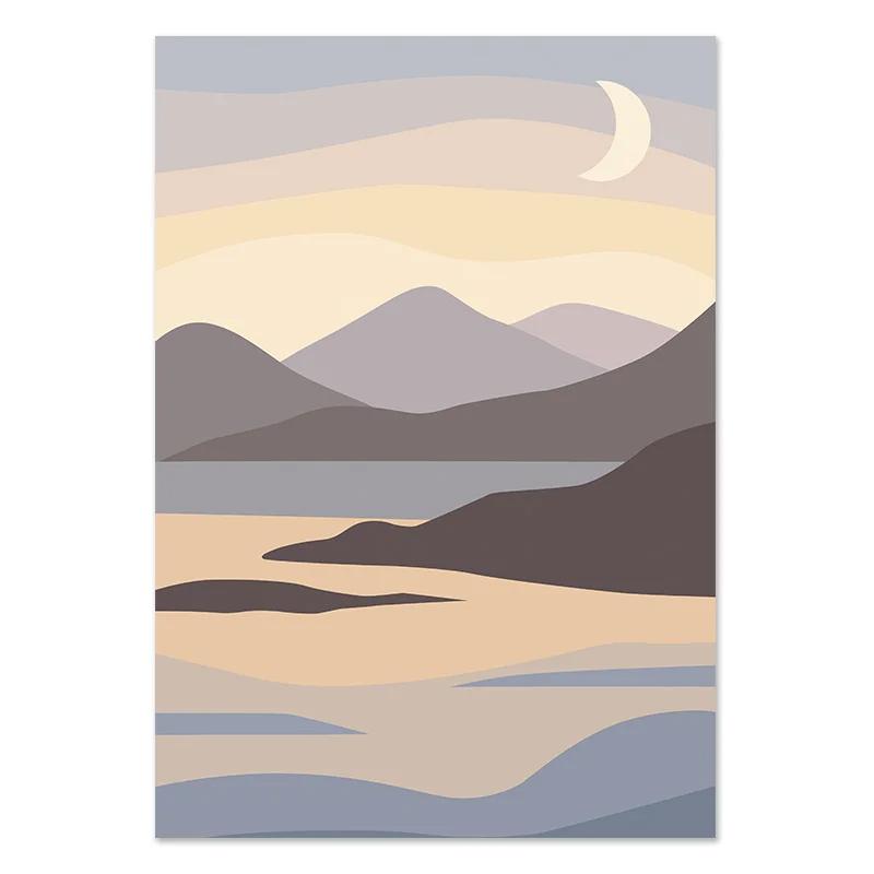 

Солнце, луна, горы, геометрия, абстрактные скандинавские постеры и принты, настенная живопись на холсте, настенные картины для гостиной, домашний декор 21x30cm No Framed