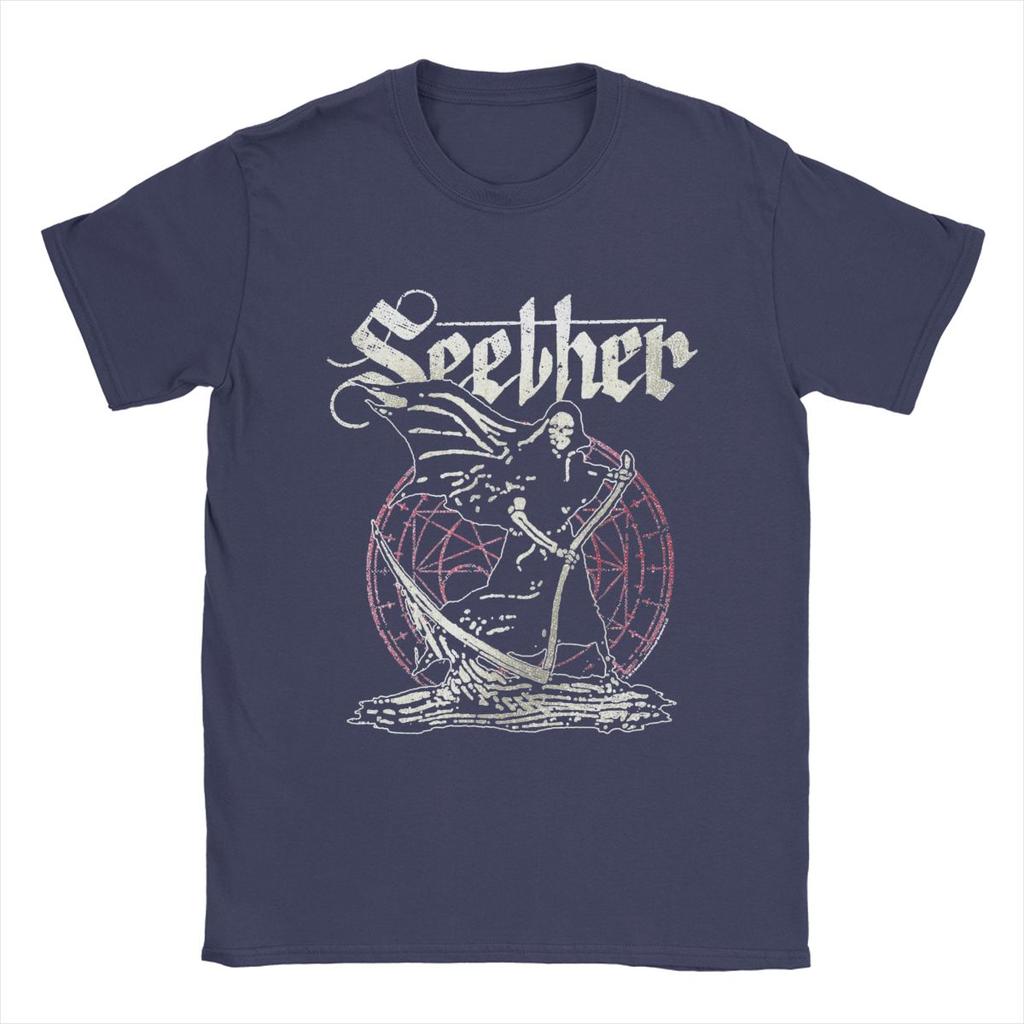 Men Seether T Shirts 100% Cotton Clothes Leisure Short Sleeve Round Collar Tee Shirt Printed T-Shirt