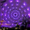 96LED Battery Powered Halloween LED Spider Web Light with Remote Spiderweb Purple Lights String for Garden Halloween Party Decor