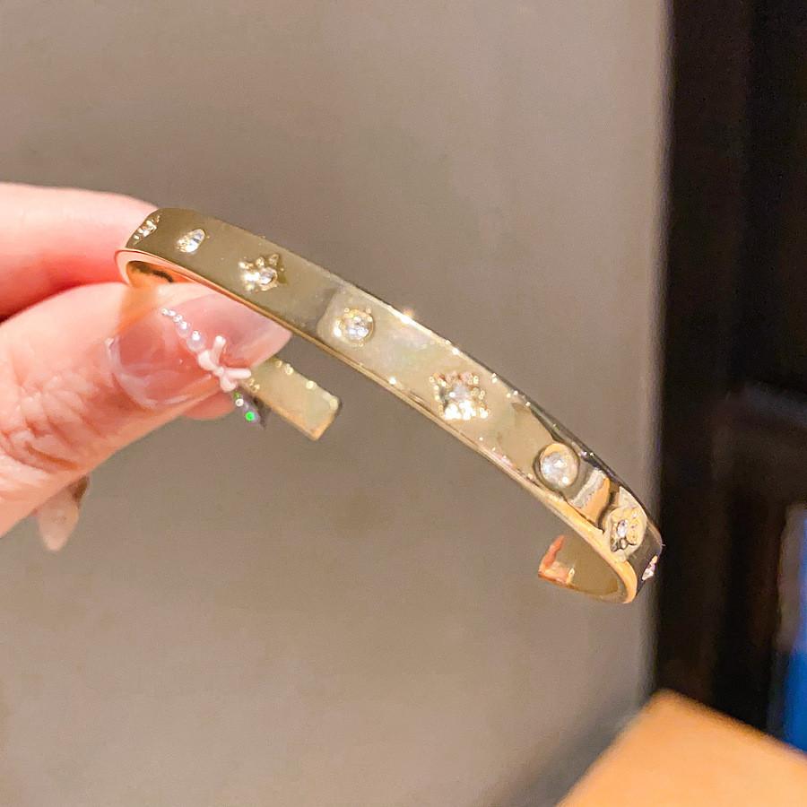 Geometric Zircon Crystal Bangle Bracelet With 18k Gold Plating For Women