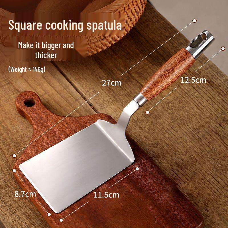 Stainless Steel Teppanyaki and Pizza Spatula with Tongs for Household and Street Food Cooking