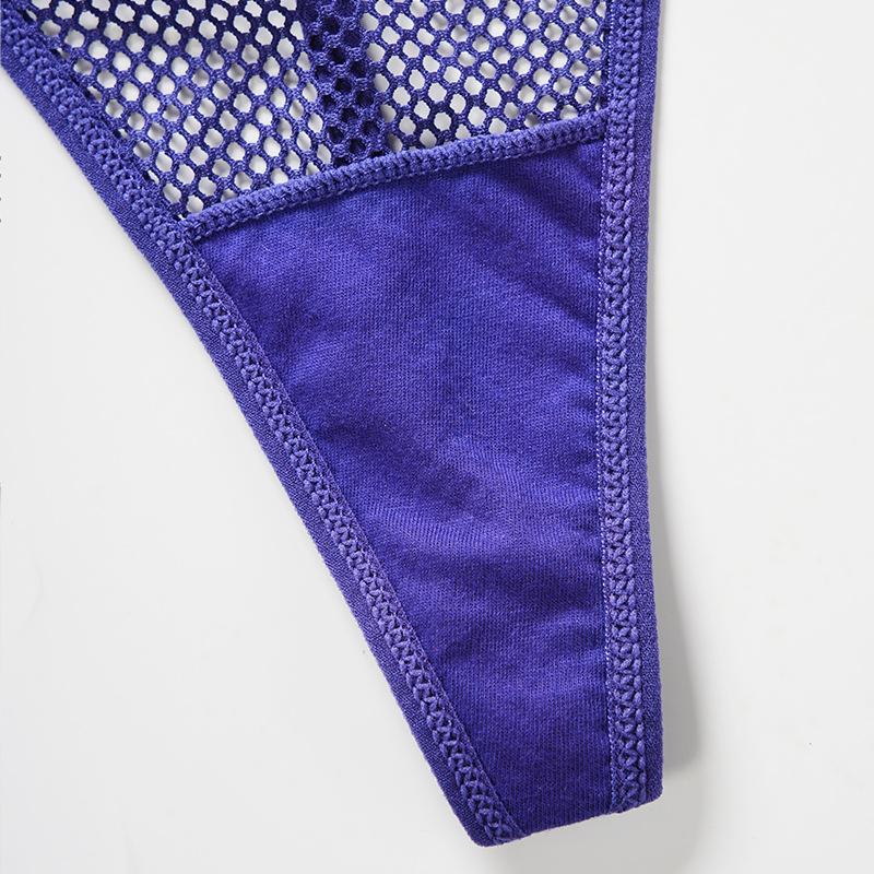 European and American fun large-size T-pants, female sexy personalized diamond chain mesh splicing perspective breathable fitness thong