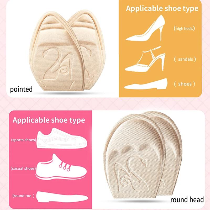 Forefoot Pad Non-slip Sole Toe Plug Cushion Half Insoles for Shoes Inserts Reduce Shoe Size Filler High Heels Pain Relief Pads