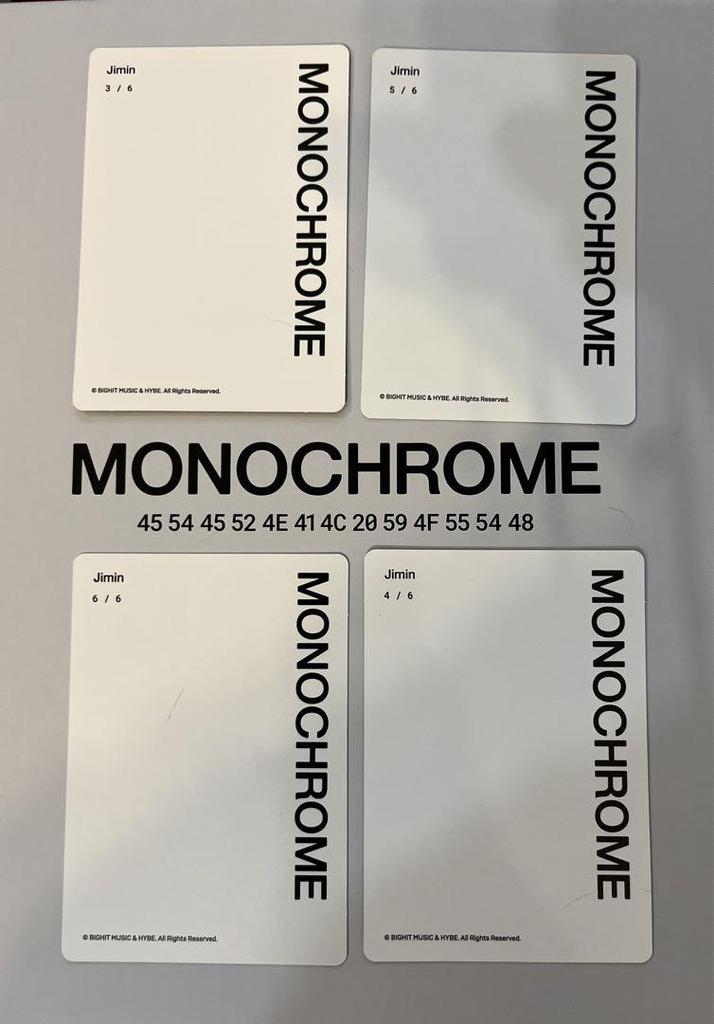 [USED] BTS MONOCHROME Mini Photo Card JIMIN 4 pcs