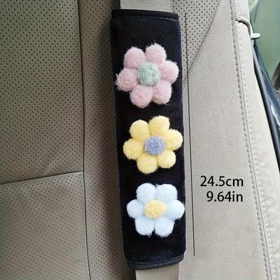 2pcs Car Seat Belt Shoulder Pads Small Fresh Flowers Anti-strangle Seat Belt Protective Cover Interior Supplies Women