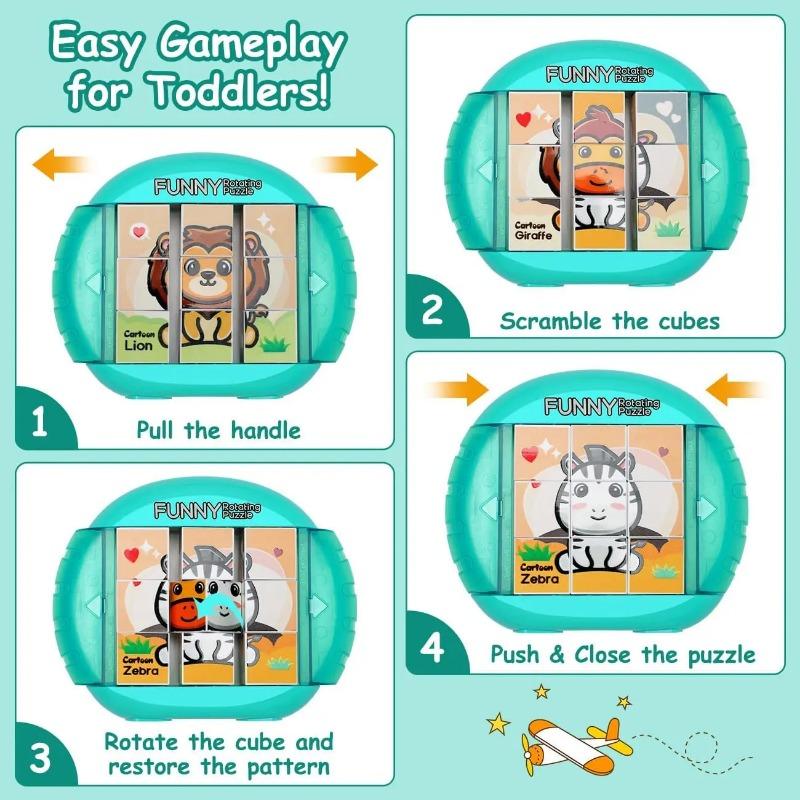 4IN1 Rotating Puzzle for Kids Fidget Toys 3 4 5 6 7 8 Year Old 4 Puzzles in 1  Fine Motor Skills, Gift for Boys & Girls Ages 3+