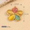 18K Gold Plated Cat's Eye Pendant: Colorful Flower DIY Stainless Steel Jewelry Charm