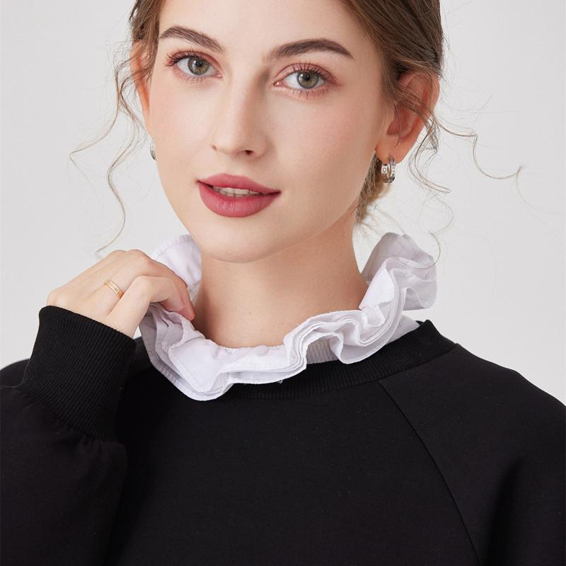 Perfect Match Layer Pleated Stand Detachable Collar Neck Half Top Shirt Decorative Ladies False Blouse Collar Neckwrap Sweater Accessories