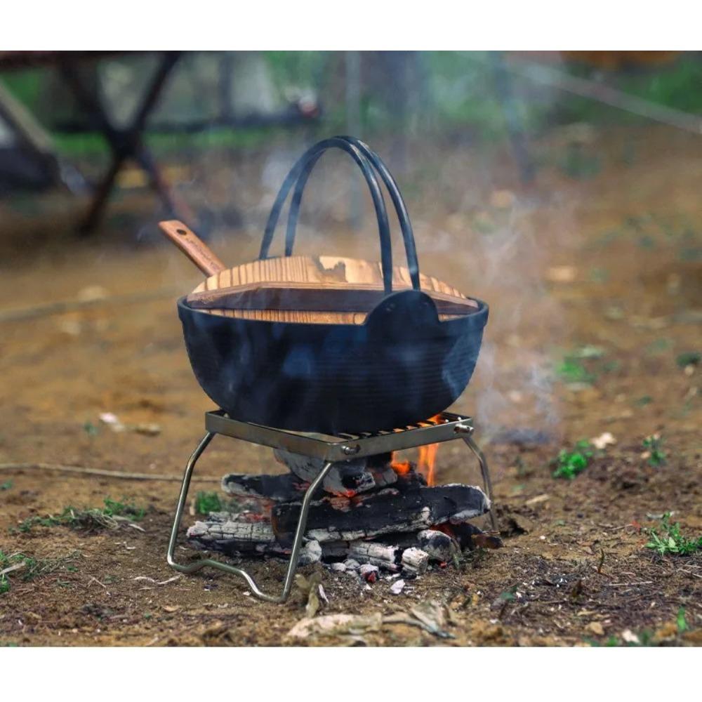 Outdoor Stainless Steel Stove Holder Camping Portable Folding Mini Barbecue Rack Pot Holder Baking Tray Holder