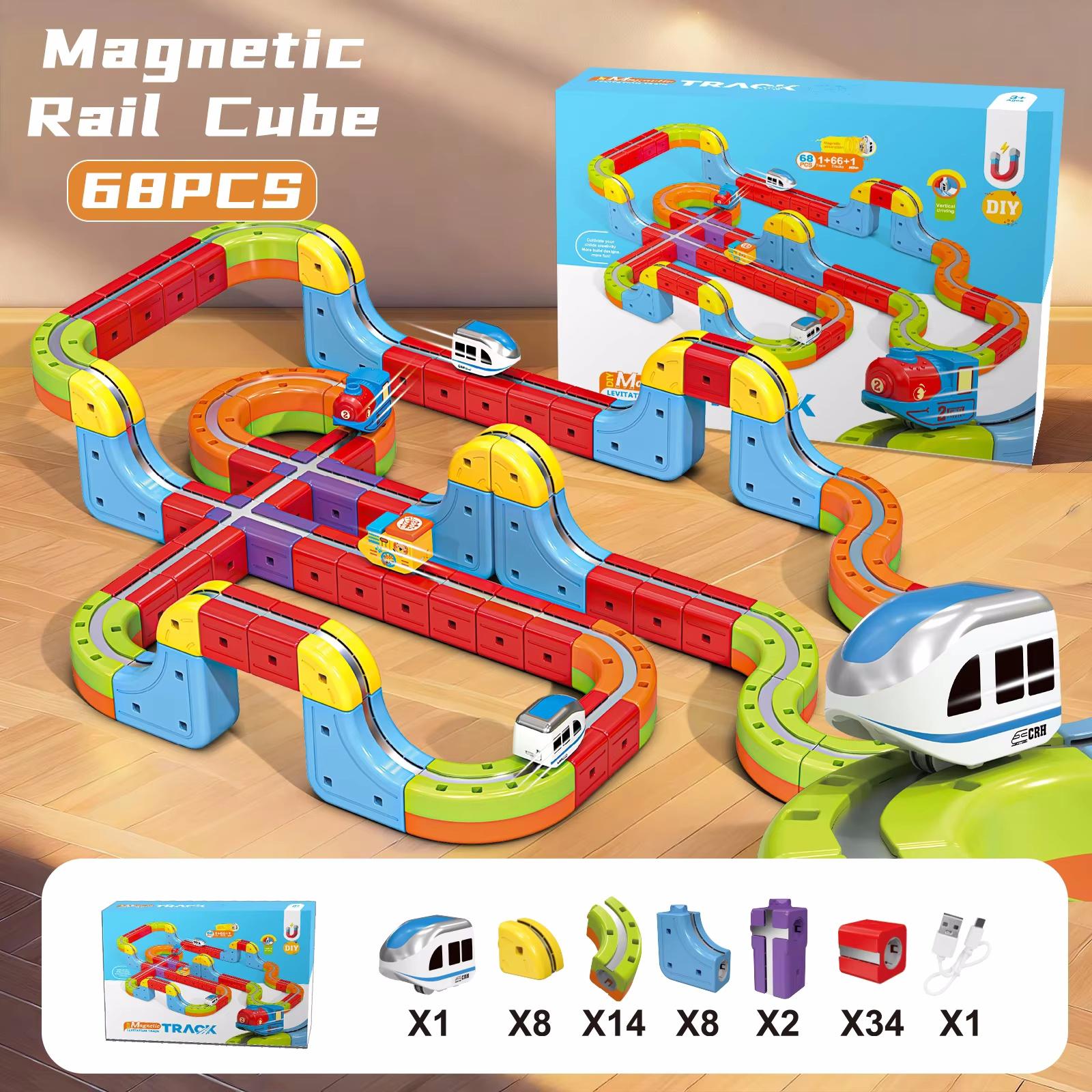 Magische Elektronische Zugschienen Würfel Spielzeug für Kinder DIY Montage Eisenbahnstrecke Auto Baustein Set Lernspielzeug Weihnachtsgeschenke