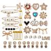 55Pcs Brooch Pins Sweater Shawl Clips Artificial Pearls Brooches Charm for Sock Shoes Rhinestones Safe Pins for Women
