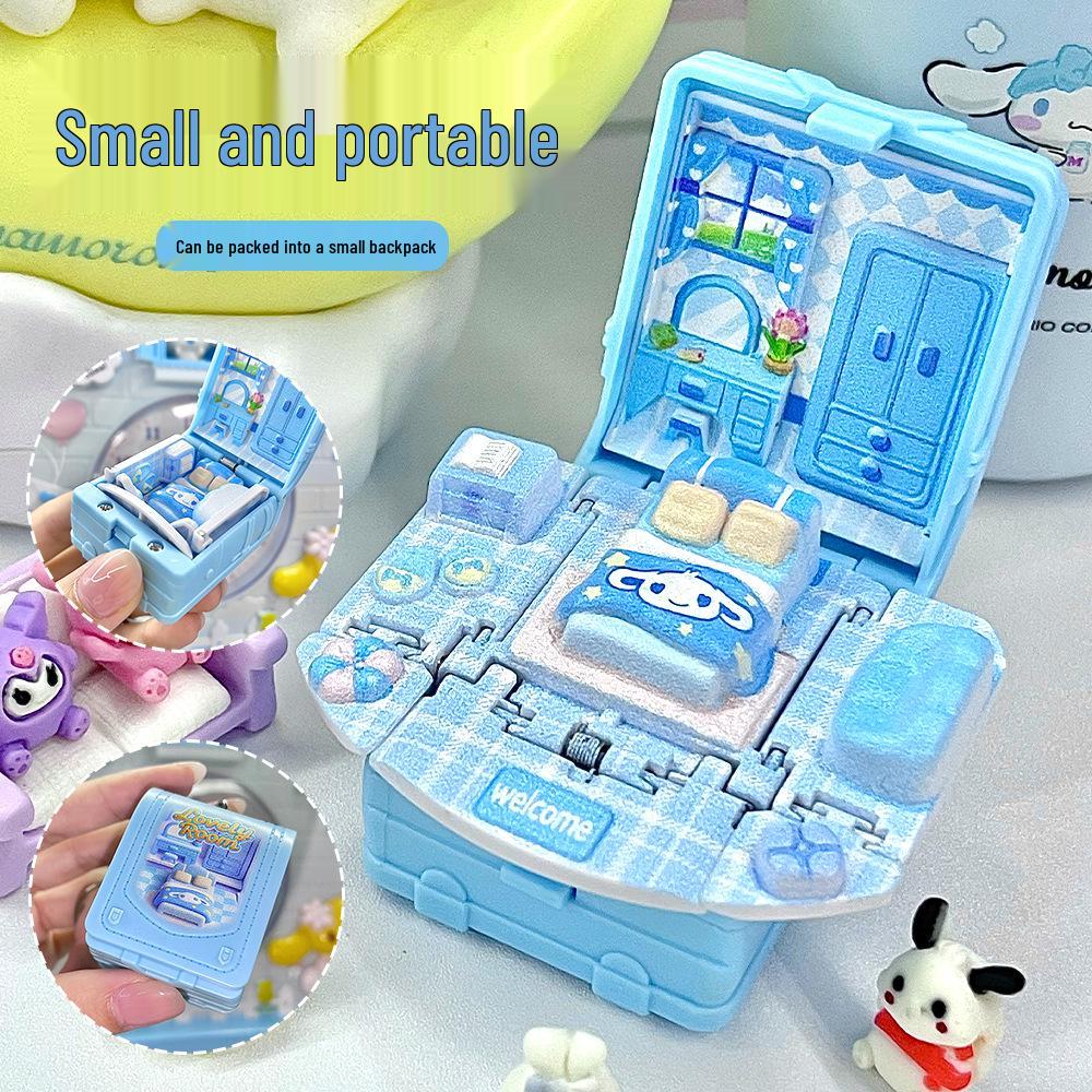 3D Pop-Up Sovrumsstuga Nyckelring: Pedagogiskt Stresslindrande Hänge & Kreativ Prydnad