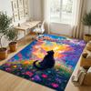 Cat Theme Crystal Velvet Rug Personalized Custom Name Text Soft Floor Mat Home Decor