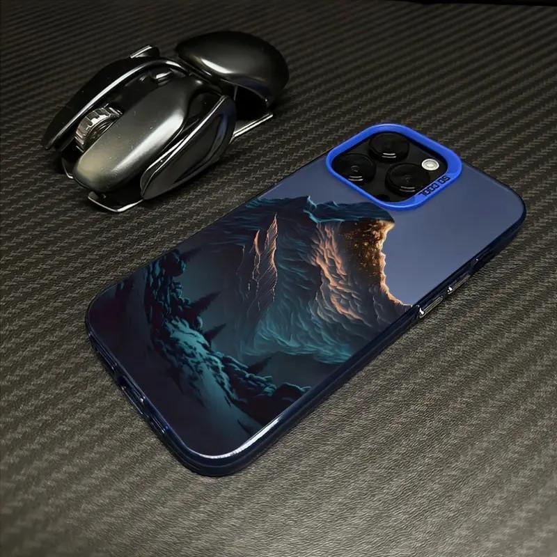 Selection of Niche High-end Gilt Snow Mountain iPhone13 Mobile Phone Case Apple 17Pro Men's Colored Silver IMD