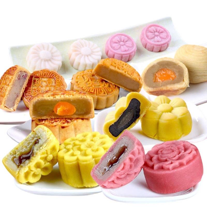 125g Cute Flower Shape Pastry Moulds Mooncake Mold Mooncake Mould Hand Pressure Tool Plastic Material Baking Accessories