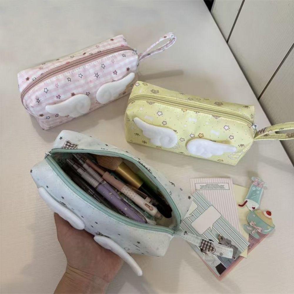 with Handle Pen Bag Large Capacity Cosmetic Bag New Stationery Bag Students Supplies