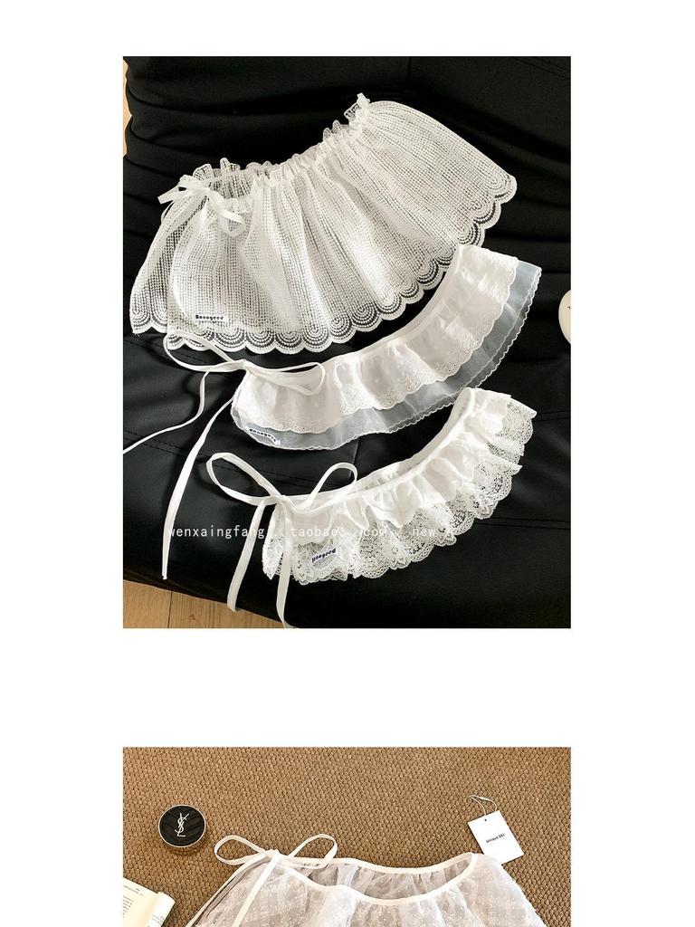 Korean Mesh Polka Dot Lace Butt Curtain: Chic Layering Waist Accessory for Girls with Pants & Skirts.