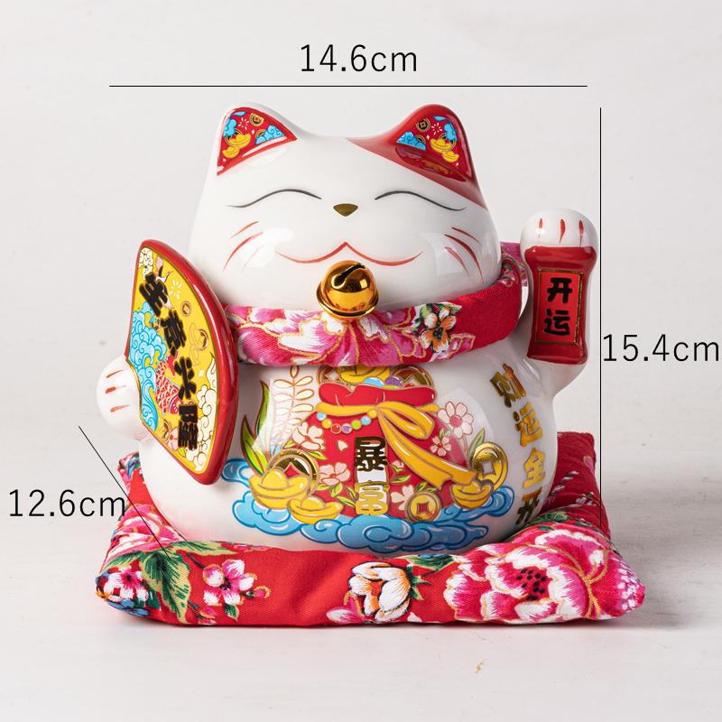 6 Inch Ceramic Lucky Cat Money Box Ornament Maneki Neko Decoration Figure Feng Shui Fortune Cat Business Gift