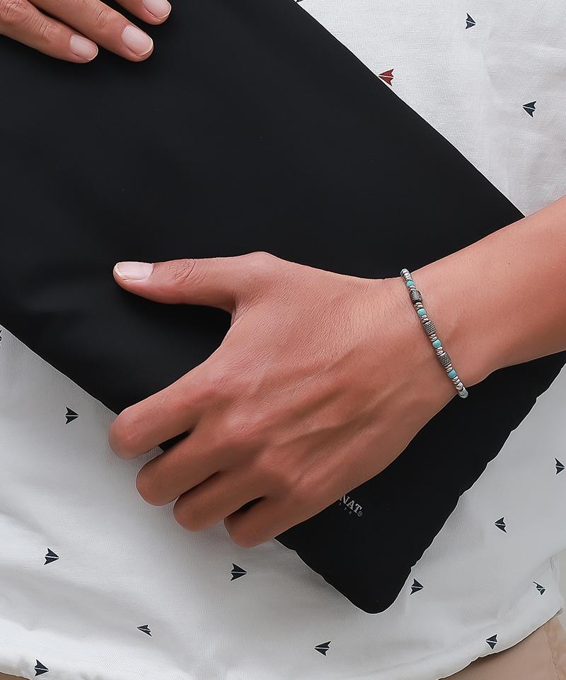 Blancier Ocean Line Bm257B1215 Turquoise Natural Gemstone Chain Men'S Bracelet