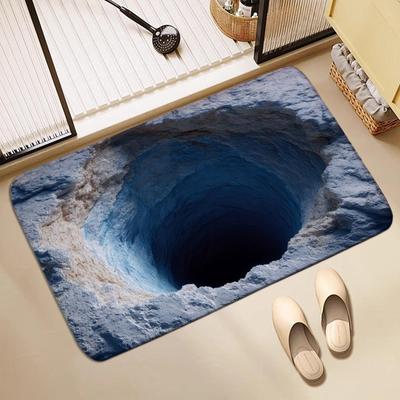 Bathroom Absorbent Floor Mat Non-Slip Entryway Rugs Quick-Dry 3D Visual Abyss Design Bathroom Rugs for Kitchen Home Front Door