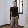 Vintage Patchwork Sequin T-shirt Long Sleeve Sexy Slim Coffee 2000s Clothes Y2k Autumn Tops Tees Female Clothing T Shirt