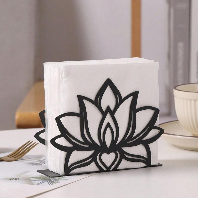 Strong Iron Tabletops Tissue Holder with Not Slip Base Modern Metal Napkin Stand for Restaurant Hotel & Homes Kitchen Use