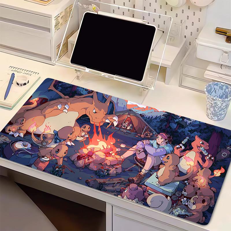 

Mouse Pad Locking Edge P-Pokemon Charizard Gamer PC Computer HD Print Desk mat Keyboard Anime Gaming Accessories Mousepad Carpet 30x60x0.2cm