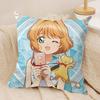 Anime CCardcaptor SSakura Pink Cushion Cover Silky Short Plush Invisible Zipper Dustproof Sofa Pillow Case For Home Decor