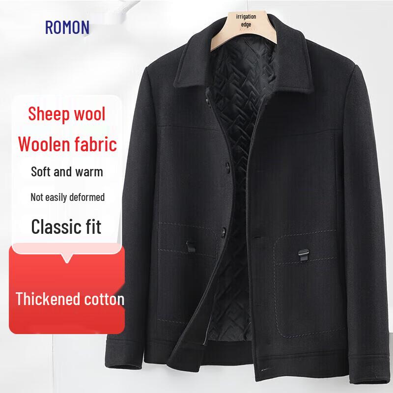 

Romon Men s Merino Wool Blend Padded Lapel Jacket 190